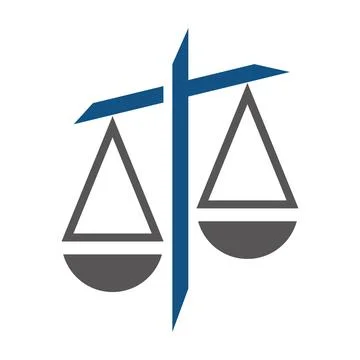Balanced Scale Symbol vector Logo Design Justice Law Icon Illustrazione stock