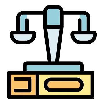 Balanced scale symbolizing justice and equality in legal proceedings Stock Illustration