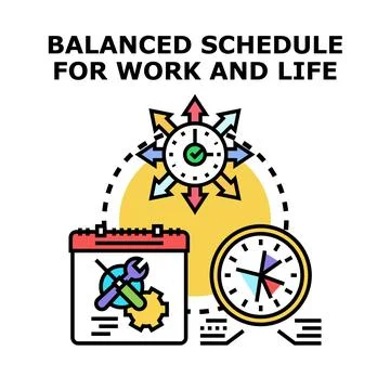 Balanced schedule for work and life management planning Ilustração Stock