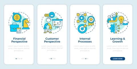 Balanced scorecard onboarding mobile app screen Stock Illustration