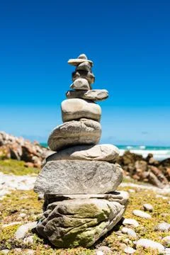 Balanced stack of stones - Zen design concept Stock Photos