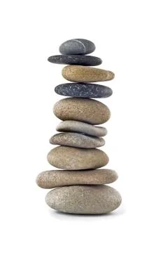 Balanced stone stack or tower isolated Stock Photos