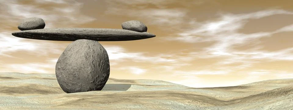 Balanced stones - 3D render Stock Illustration