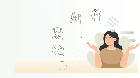 Balanced Student Life and Future Aspirations  Learning, Wellness, Curiosity a Stock Footage 344971359