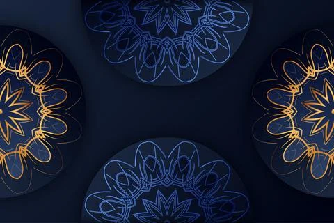 Balanced Symmetrical Mandala Composition With Ornate Floral Golden Core Design Stock Illustration