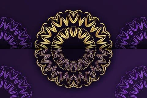 Balanced Symmetrical Mandala Composition With Ornate Floral Golden Core Design Stock Illustration