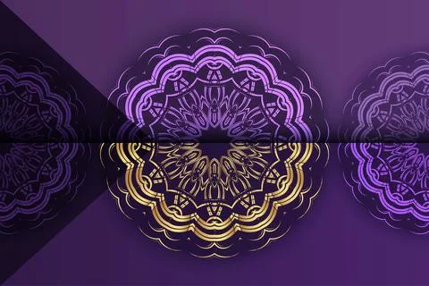 Balanced Symmetrical Mandala Composition With Ornate Floral Golden Core Design Stock-Illustration