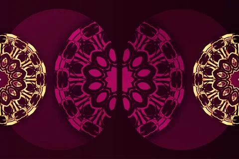 Balanced Symmetrical Mandala Composition With Ornate Floral Golden Core Design Stock Illustration