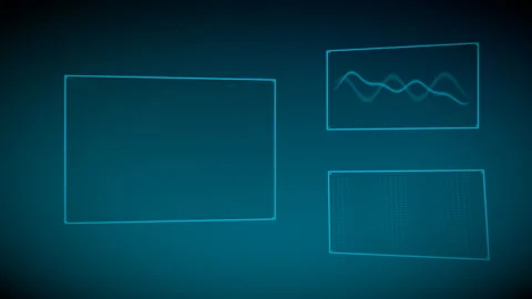 Balanced tri-panel arrangement showcasing a spatial computing UI, 4K Stock Footage 338433296