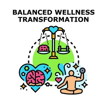Balanced wellness transformation for mental and physical health Stock Illustration