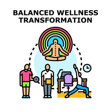 Balanced wellness transformation vector concept creating health balance Ilustración de archivo