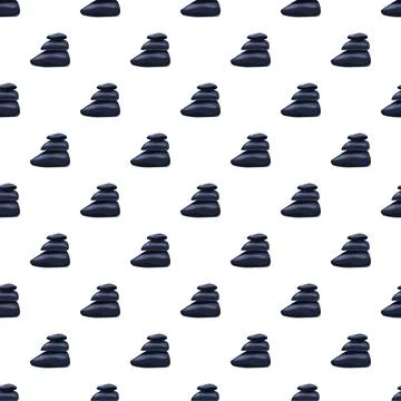 Balanced zen stones creating a seamless spa pattern Stock Illustration