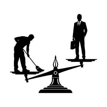 Balancing act between laborer and businessman on a scale symbolizing inequa.. Stock Illustration