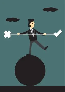 Balancing Act Between Right and Wrong Conceptual Vector Cartoon Illustration Stock Illustration