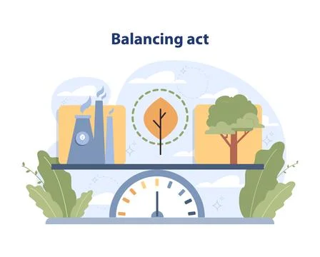 Balancing Act concept. Flat vector illustration. Stock Illustration