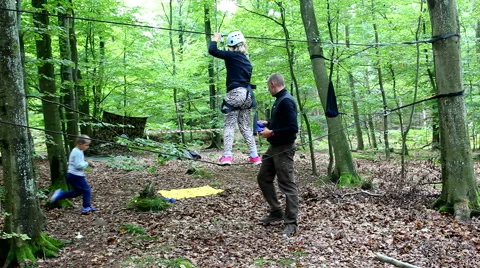 Balancing activities in the forest Stock Footage 41744322