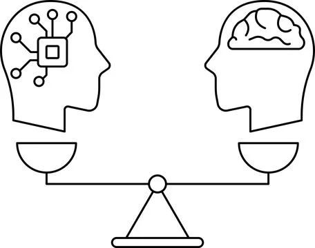 Balancing AI capabilities and ethical standards icon set. Ethics in AI Stockillustratie