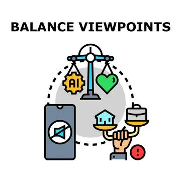 Balancing artificial intelligence with human values concept Stock Illustration