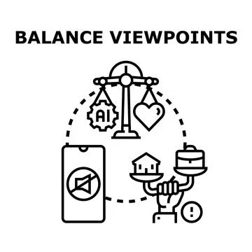 Balancing artificial intelligence with human values concept 스톡 일러스트