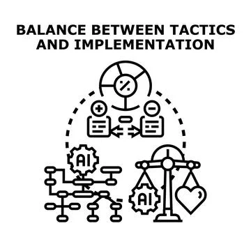 Balancing artificial intelligence tactics and implementation strategies Illustrazione stock