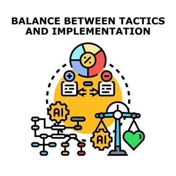 Balancing artificial intelligence tactics and implementation strategies Stock Illustration