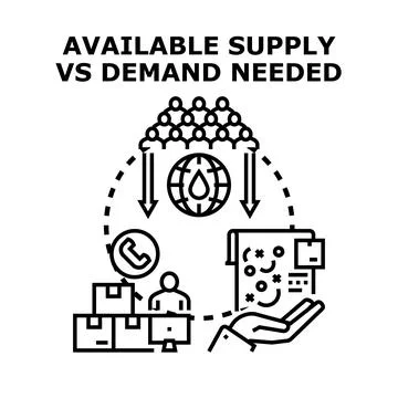 Balancing available supply versus customer demand concept Stock Illustration