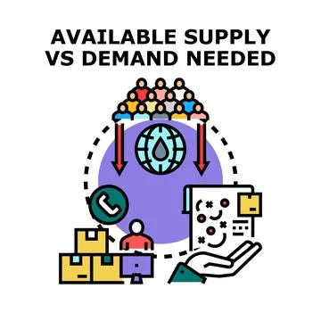 Balancing available supply versus customer demand concept Stock Illustration