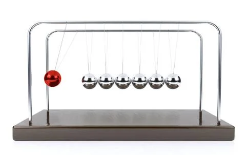 Balancing ball Newton's cradle pendulum isolated on white background Stock Illustration