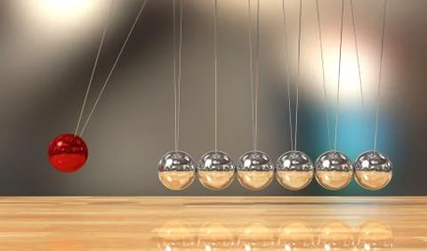 Balancing ball Newton's cradle pendulum Stock Illustration