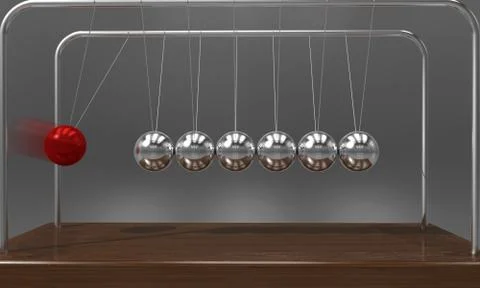 Balancing ball Newton's cradle pendulum with motion blur over dark background Stock Illustration