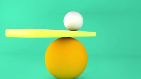 Balancing balls in orange background. 3d illustration Stock Footage 143137873