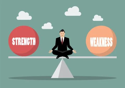 Balancing between strength and weakness Stock Illustration