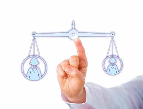 Balancing A Big Versus A Small Female Worker Stock Illustration