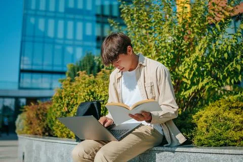 Balancing Books and Bytes The Dedicated Young Asian Korean Scholar's Journey Stock Photos