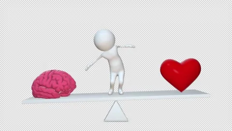 Balancing Brain Heart with transparent (alpha) background Stock Footage 252034706