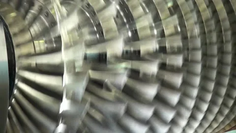 Balancing compressor rotor on bench. Repair of aircraft turbojet engines. Stock Footage 139398305
