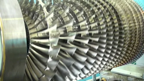 Balancing compressor rotor on bench. Repair of aircraft turbojet engines. Stock Footage 139685171