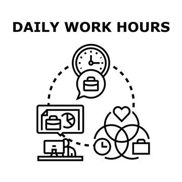 Balancing daily work hours and personal life concept Stock Illustration