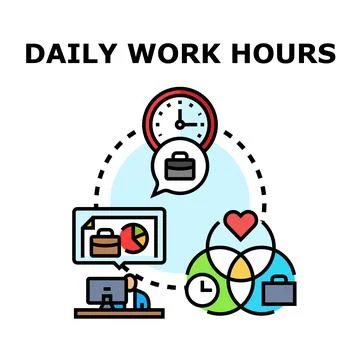 Balancing daily work hours and personal life concept Stockillustratie