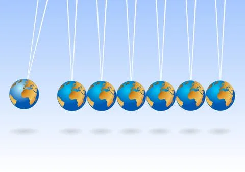 Balancing earth spheres Illustrazione stock