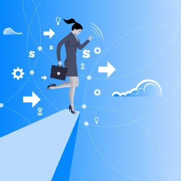 Balancing on the edge of the cliff concept Stock Illustration