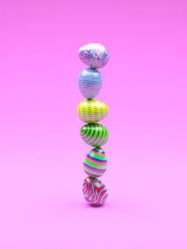 Balancing eggs 3d illustration Stock Illustration