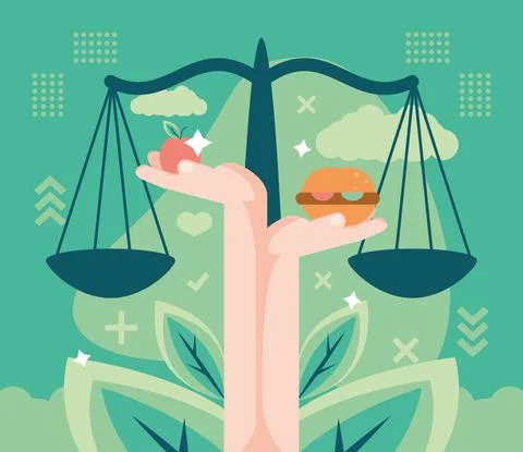 Balancing hands with food Stock Illustration