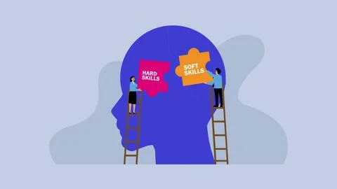 Balancing Hard Skills and Soft Skills for Personal Development cartoon anim.. Stock Footage 302529853