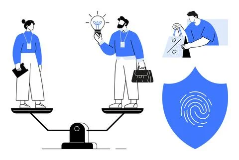 Balancing Innovation and Security in Professional and Consumer Sectors Stock Illustration