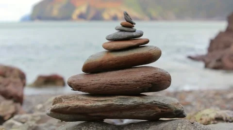 Balancing meditation rocks 2 Stock Footage 63074784