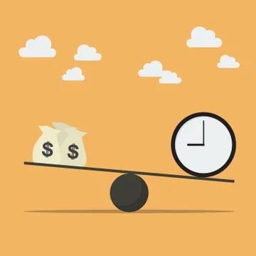 Balancing with money and time Stock Illustration