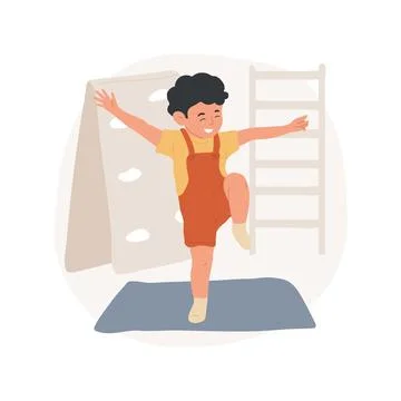 Balancing on one foot isolated cartoon vector illustration. Stock Illustration