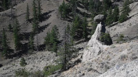 Balancing or coyote rock, left by a glacier and erosion, 4k Stock-Footage 156359753