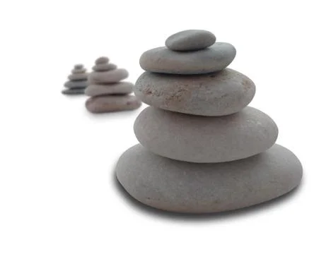 Balancing pebbles isolated on white Stock Photos